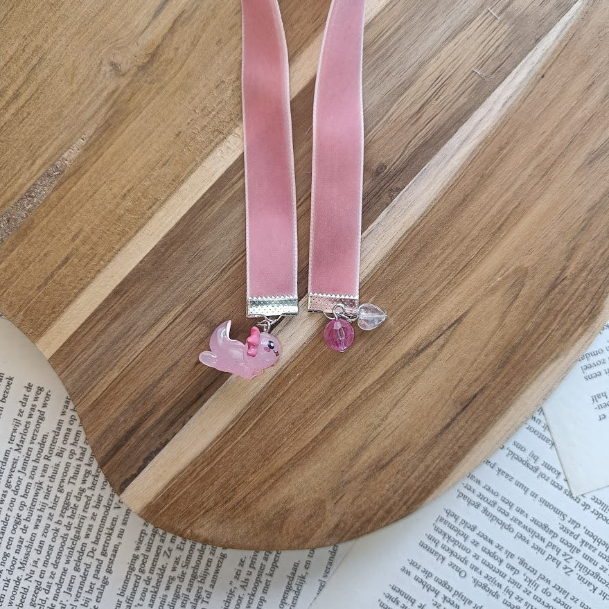Axolotl velvet bookmark
